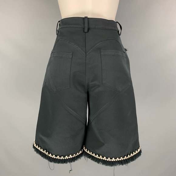 AREA Black Polyester Beaded Zip Fly Shorts - Picture 3 of 6